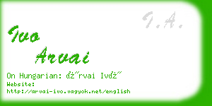 ivo arvai business card